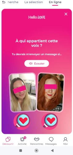jeu reconnaitre la voix sur l'application Meetic