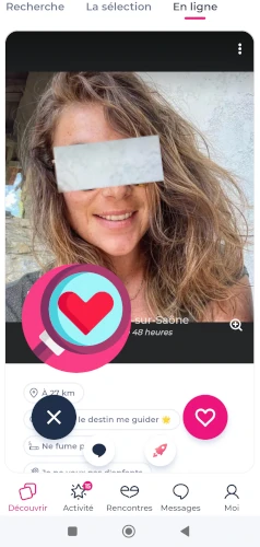 outil découvrir en ligne sur l'application Meetic