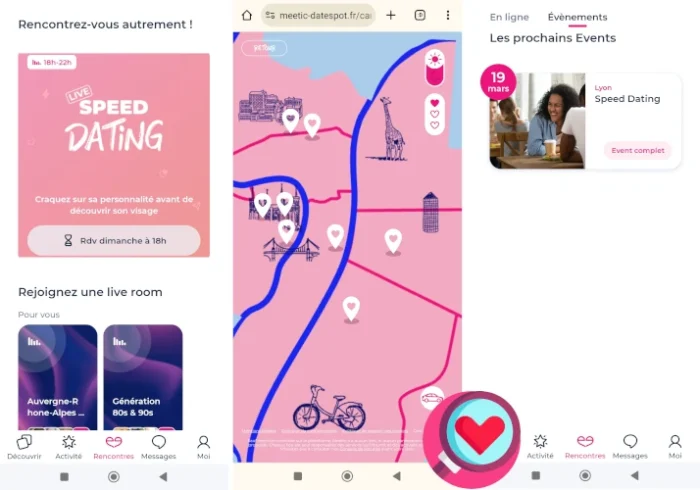 outils de l'onglet rencontre de Meetic