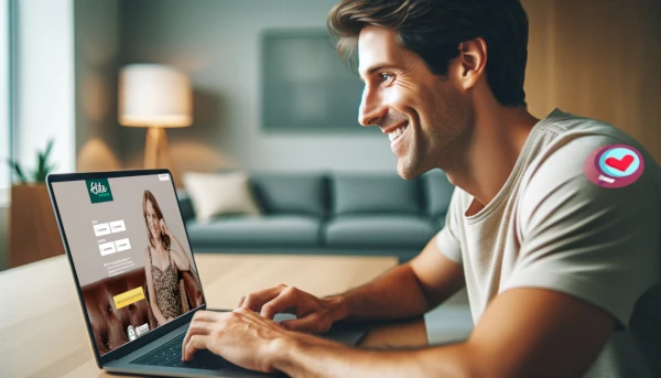 Un homme teste Elite Rencontre sur un ordinateur.