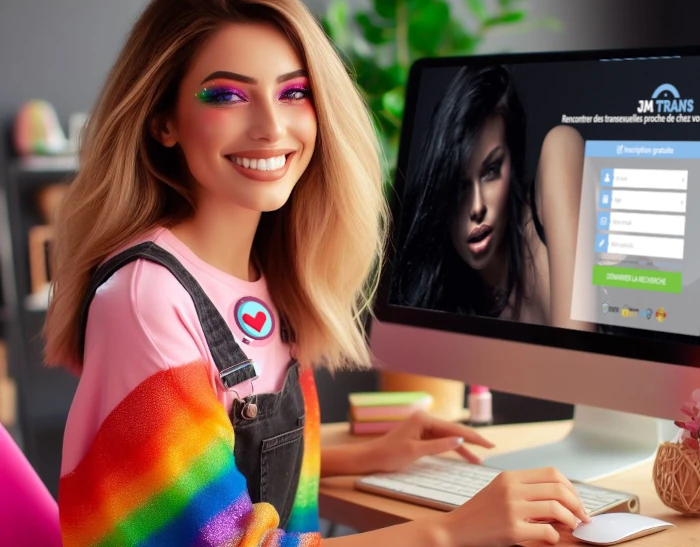 une femme trans tester le site JM trans sur PC pour meilleursiterencontre.net