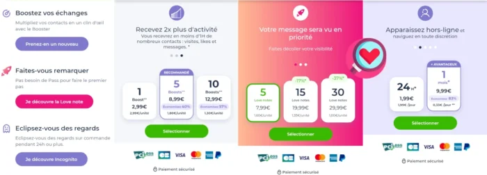 tarifs services supplémentaires Meetic