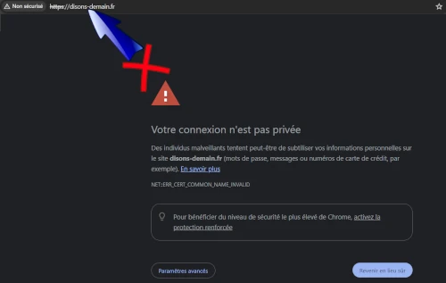 connexion Disons Demain impossible en raison de mauvaise url