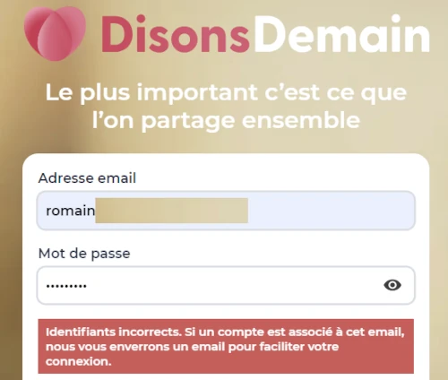 impossible de se connecter à Disons demain identifiant oublié