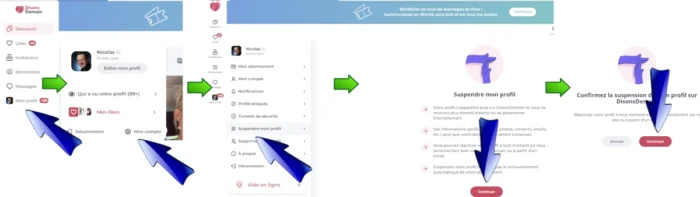 tutoriel pour suspendre son compte disons demain sur ordinateur