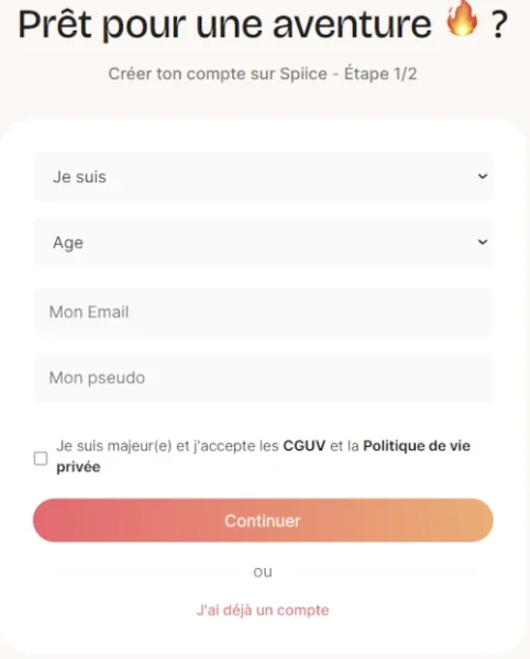page d'inscription